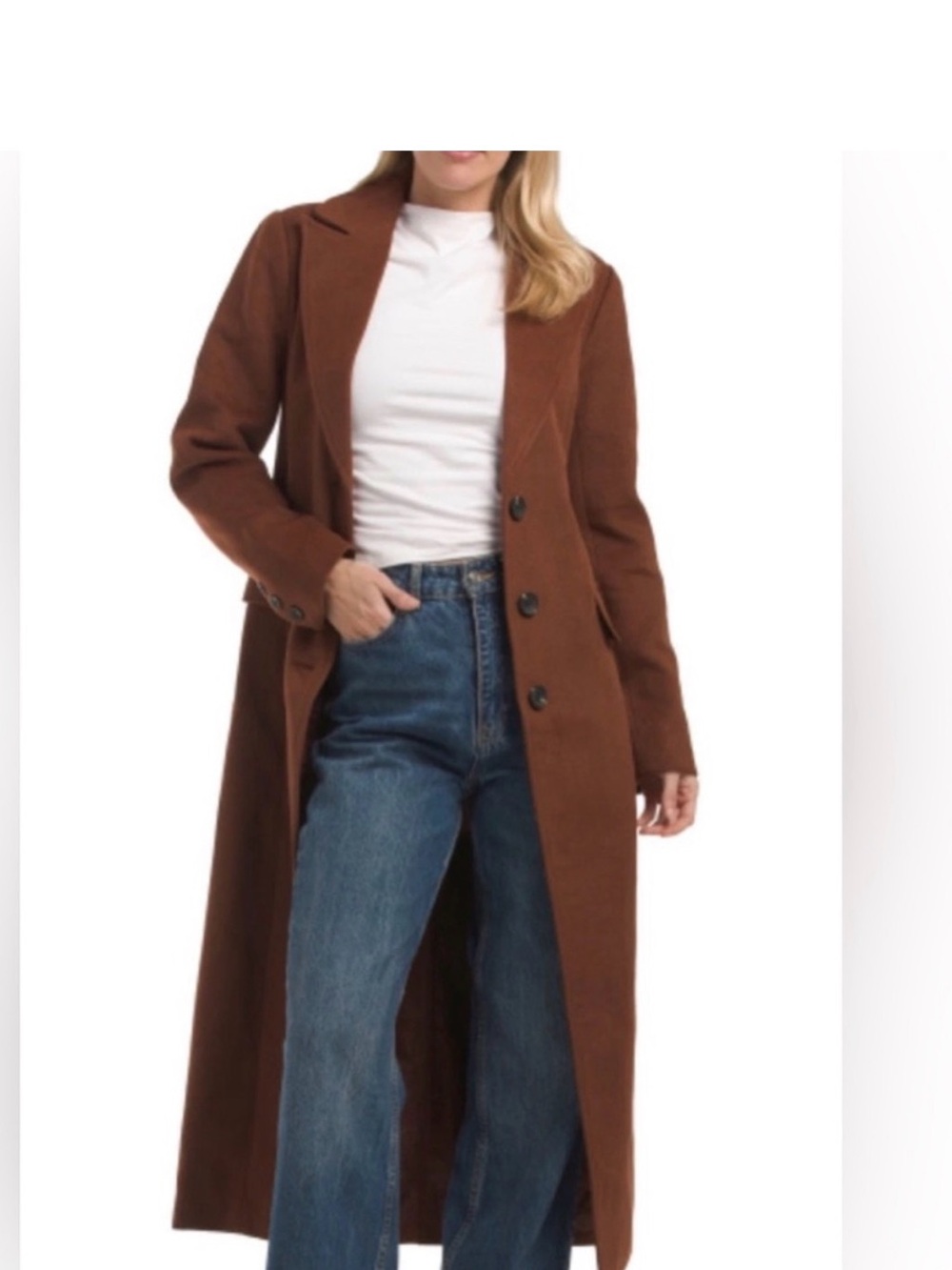 7 For All Mankind Rust-Colored Long Pea Coat